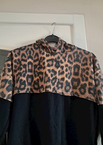 Kahverengi Leopar Desenli Kadın Sweatshirt