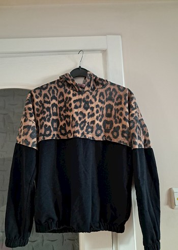 Diğer Kahverengi Leopar Desenli Kadın Sweatshirt