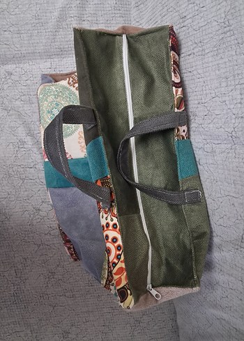  Beden gri Renk Bohem Desenli Gri Fermuarlı Kadın Çanta