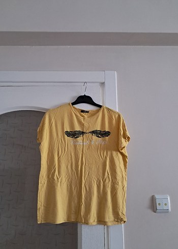 Sarı Kısa Kollu Kadın Tişört