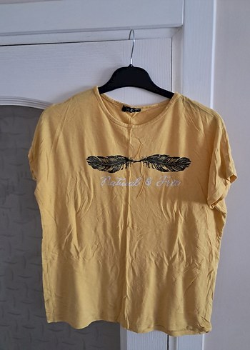 xl Beden Sarı Kısa Kollu Kadın Tişört