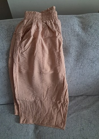 Diğer Bej Kadın Keten Salaş Midi Pantolon