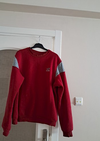 Diğer Kirmizi Gri Detayli Kadin Sweatshirt