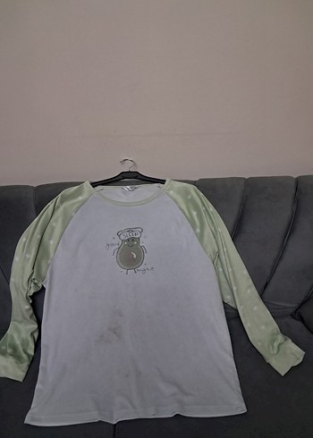 Gri Baskılı Uzun Kollu kadın Tişörtü - Görsel 12