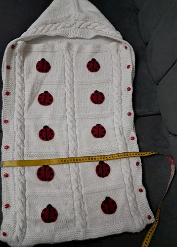 Nakışlı Örme Beyaz Çocuk Battaniyesi - Görsel 3