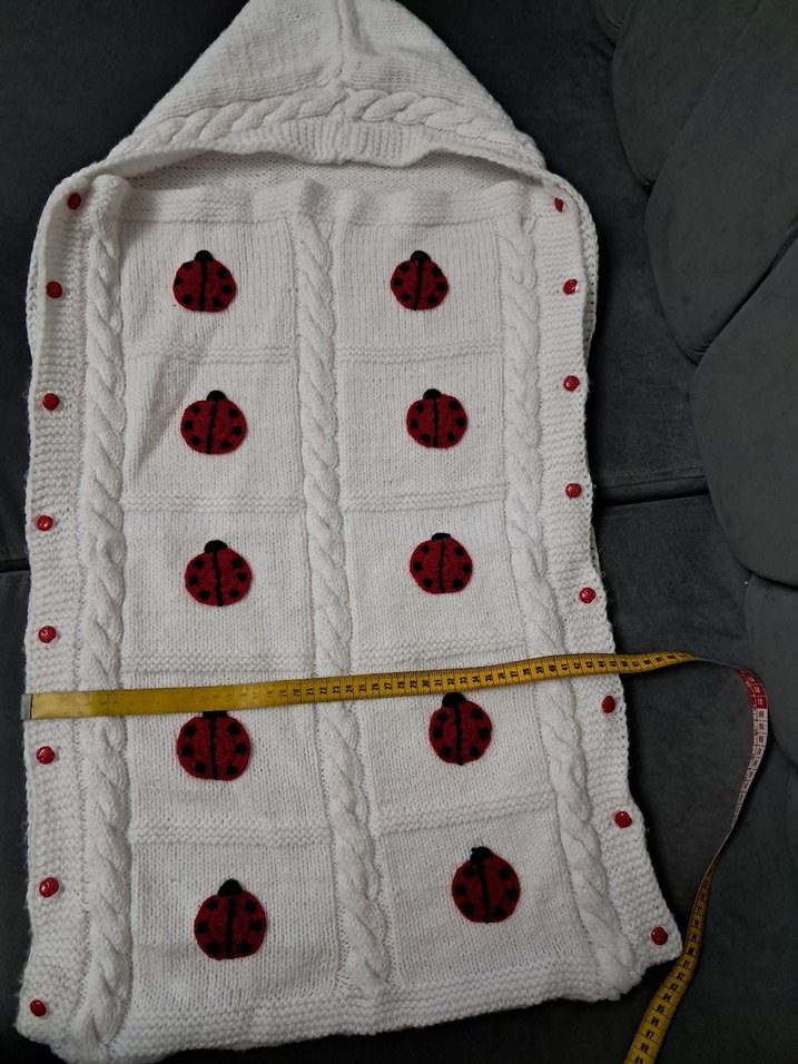 Nakışlı Örme Beyaz Çocuk Battaniyesi - Görsel 3