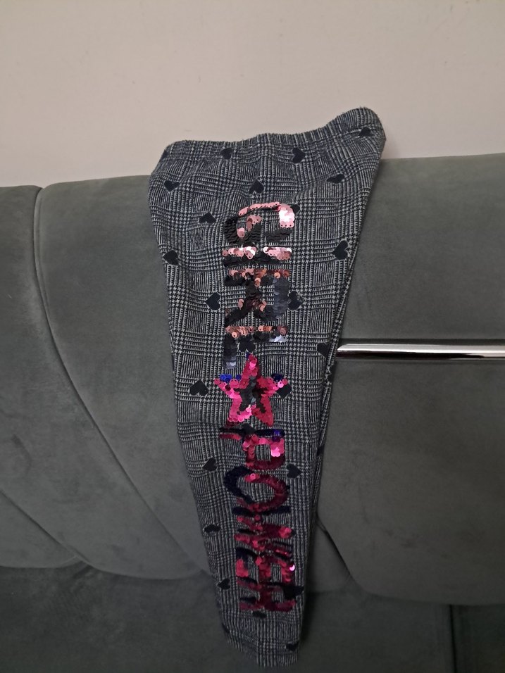 Kız Çocuk Gri Düğmeli Baskılı Tayt - Görsel 5