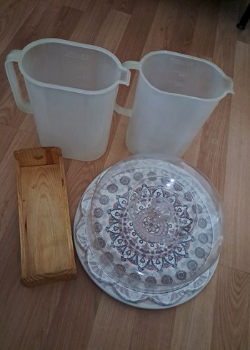 Bohem Tarzda Beyaz Tabak ve Sürahi Seti - Görsel 3