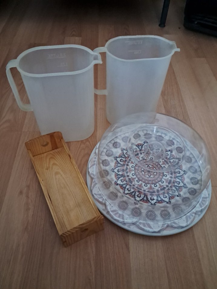 Bohem Tarzda Beyaz Tabak ve Sürahi Seti - Görsel 2