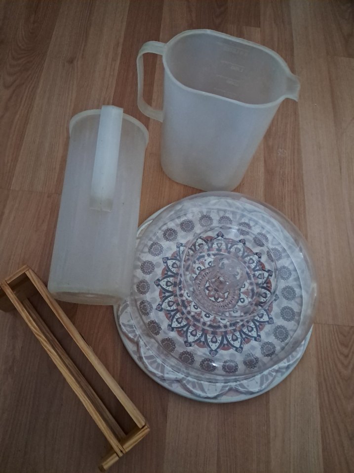 Bohem Tarzda Beyaz Tabak ve Sürahi Seti - Görsel 4