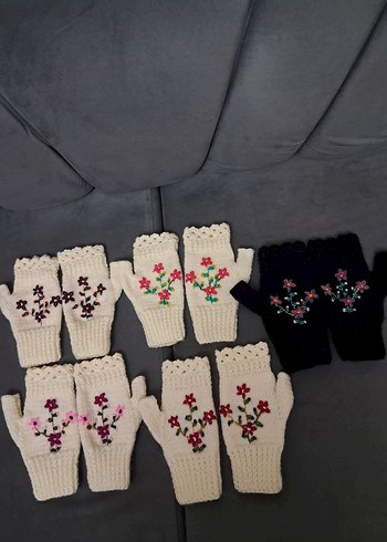 Renkli Nakışlı Bohem Örgü Eldivenler - Görsel 7