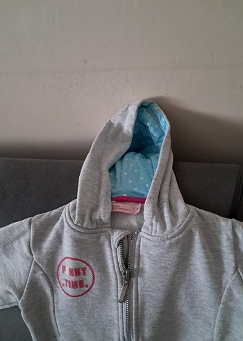 Kapüşonlu Fermuarlı Erkek Çocuk Gri Sweatshirt - Görsel 3