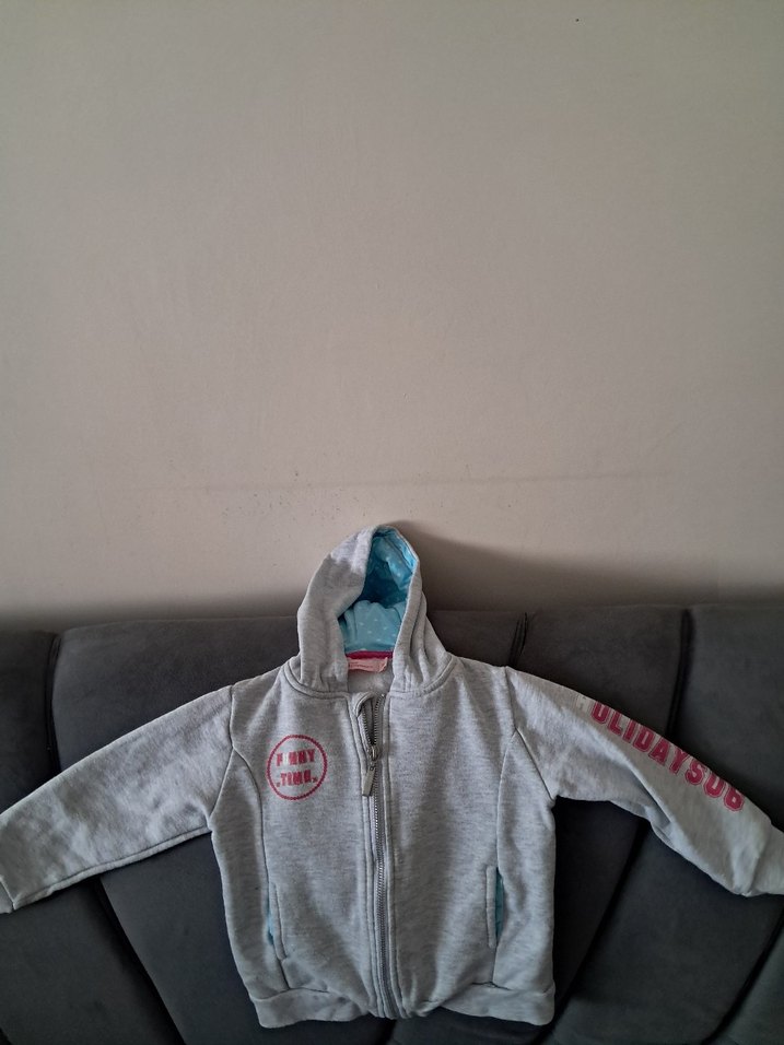 Kapüşonlu Fermuarlı Erkek Çocuk Gri Sweatshirt - Görsel 2