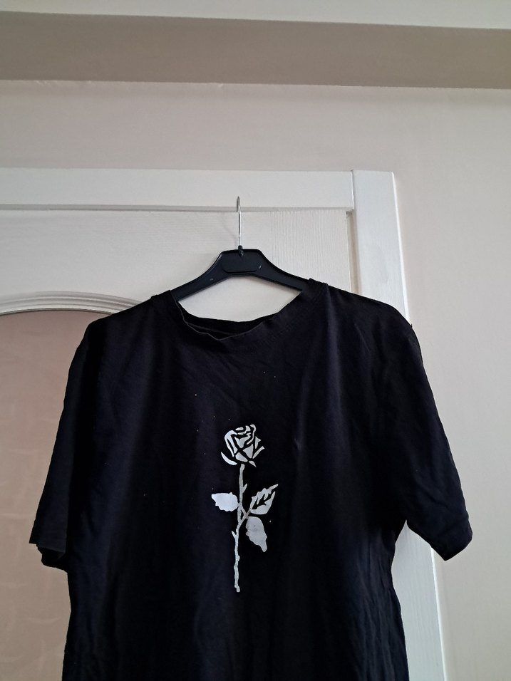 Pamuk Siyah Baskılı kadın  Tişörtü - Görsel 3