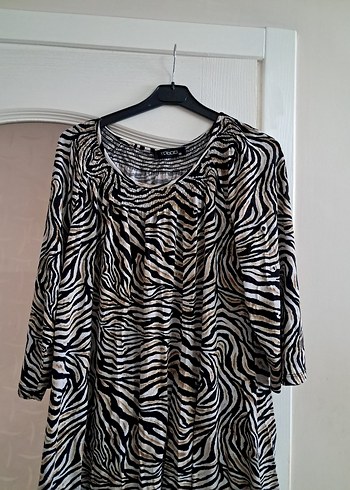 Gri Zebra Desenli kadın Midi Tunik - Görsel 4