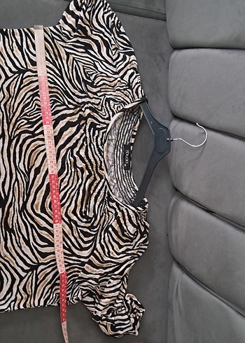 Gri Zebra Desenli kadın Midi Tunik - Görsel 9