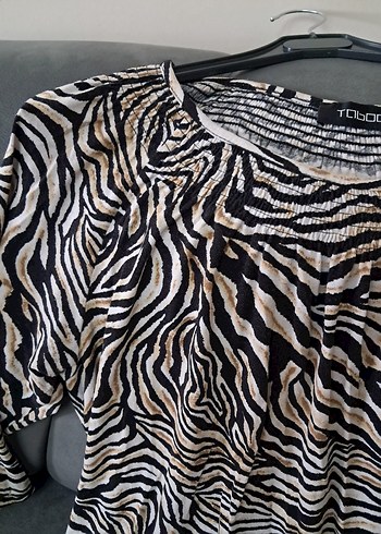 Gri Zebra Desenli kadın Midi Tunik - Görsel 15