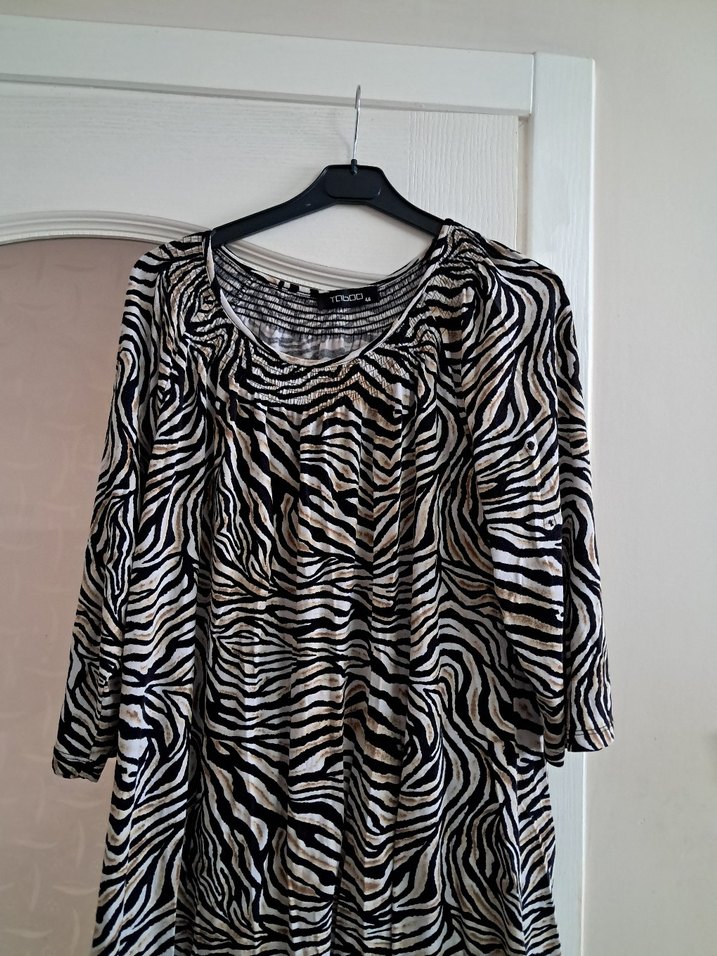 Gri Zebra Desenli kadın  Midi Tunik - Görsel 4