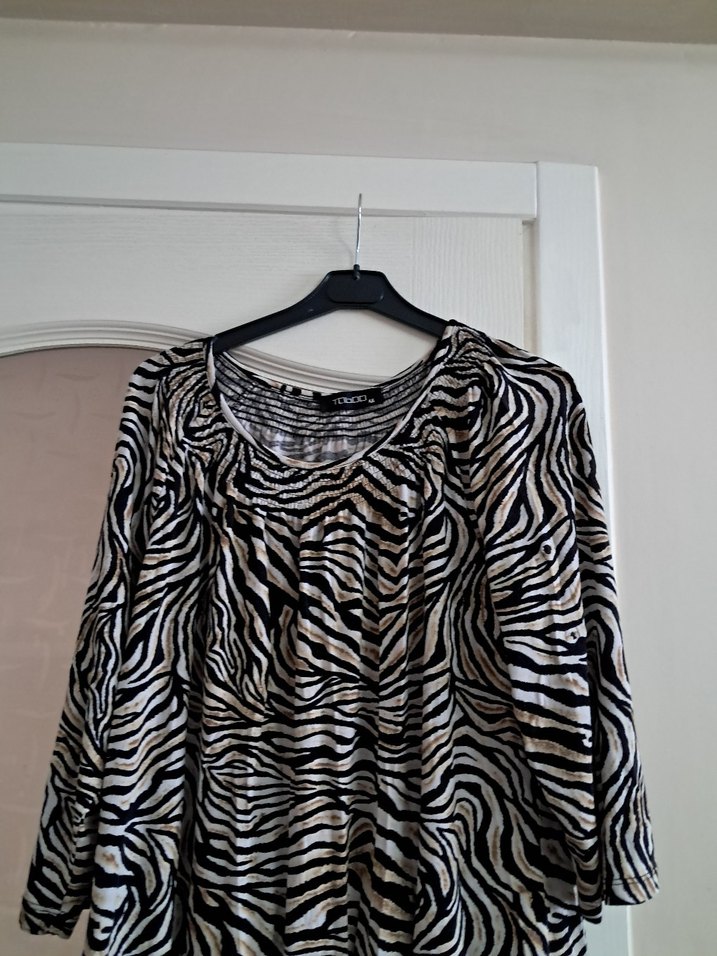 Gri Zebra Desenli kadın  Midi Tunik - Görsel 3