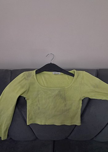 Kadın Yeşil Uzun Kollu Crop Top - Görsel 8