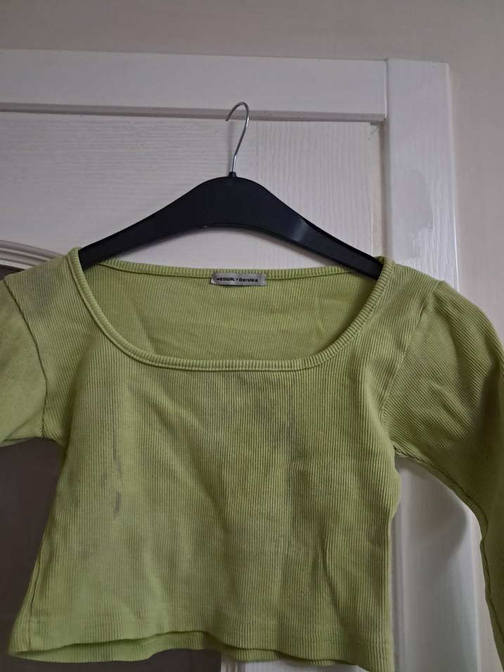 Kadın Yeşil Uzun Kollu Crop Top - Görsel 4