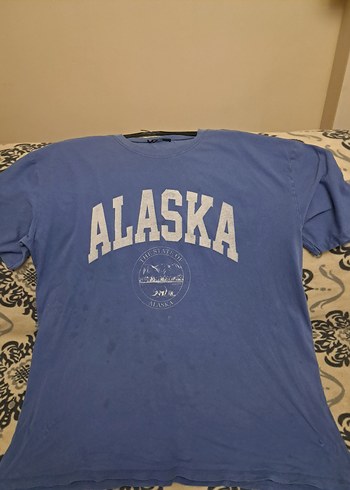 Mavi Oversize Denim Erkek Tişört - Görsel 9