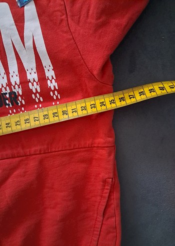 Kırmızı Kapüşonlu Erkek Sweatshirt - Görsel 7