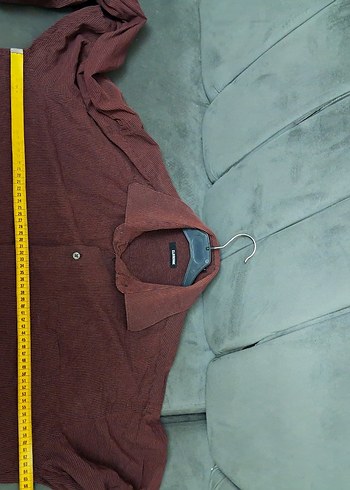 Bordo Oversize Keten Erkek Gömlek - Görsel 9