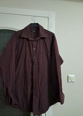 Bordo Oversize Keten Erkek Gömlek - Görsel 3