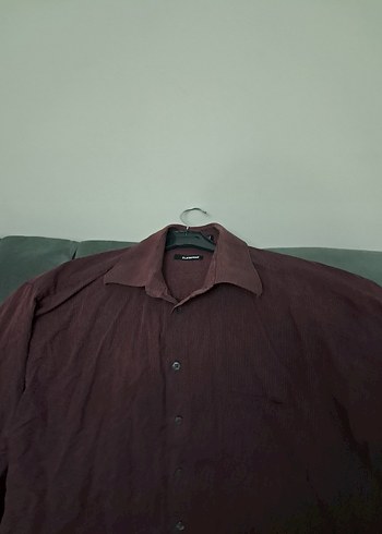 Bordo Oversize Keten Erkek Gömlek - Görsel 12