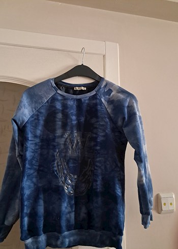 Erkek Çocuk Mavi Batik Desenli Sweatshirt - Görsel 2
