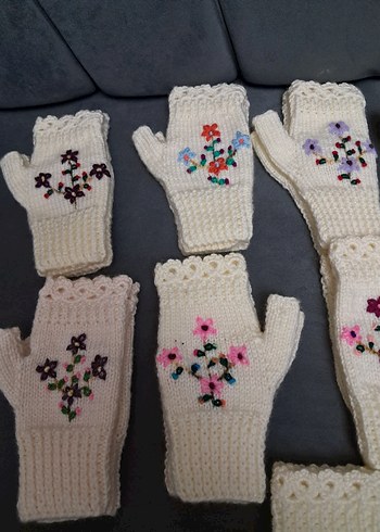 Örgü Bohem Parmaksız Kadın Eldivenleri - Görsel 2