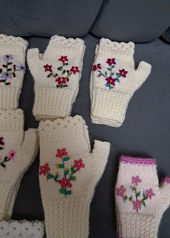 Örgü Bohem Parmaksız Kadın Eldivenleri - Görsel 3