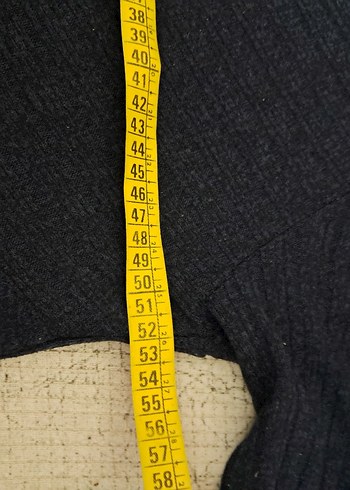 Lacivert Midi Uzun Kollu Keten Elbise - Görsel 8