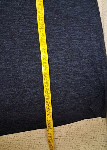 Lacivert Midi Uzun Kollu Keten Elbise - Görsel 6