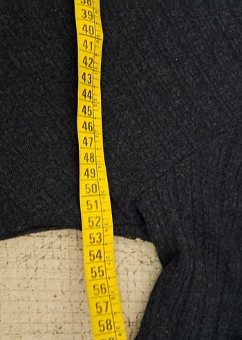 Lacivert Midi Uzun Kollu Keten Elbise - Görsel 9