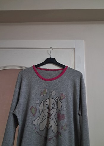 Gri kadın Sweatshirt, Uzun Kollu, Baskılı - Görsel 3