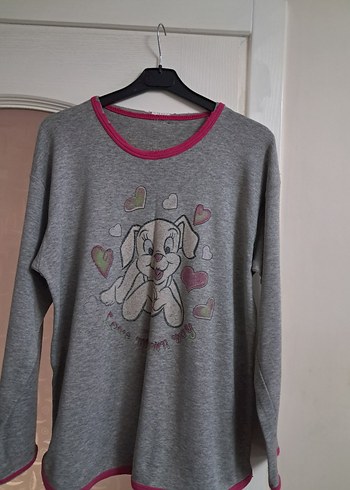 Gri kadın Sweatshirt, Uzun Kollu, Baskılı - Görsel 4