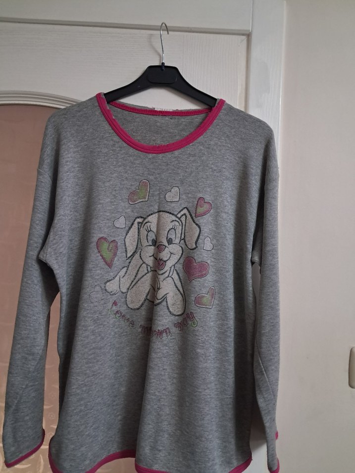 Gri kadın Sweatshirt, Uzun Kollu, Baskılı - Görsel 4