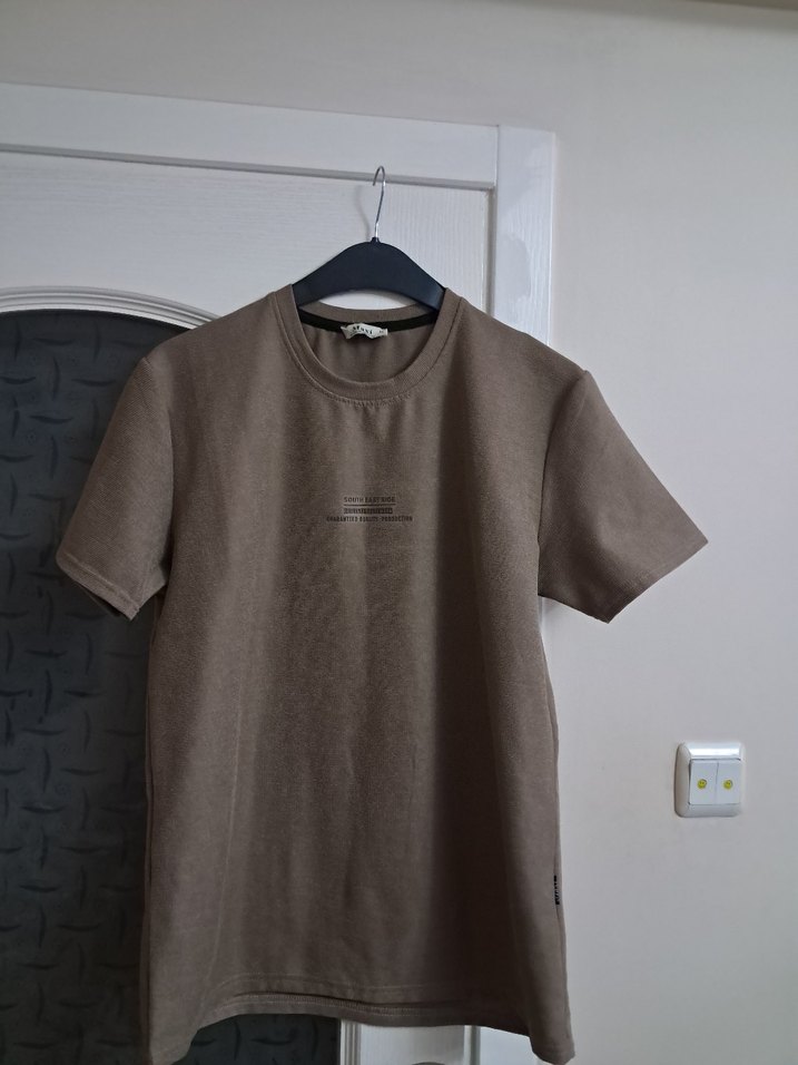 Bej Kısa Kollu Erkek Tişört - Görsel 4