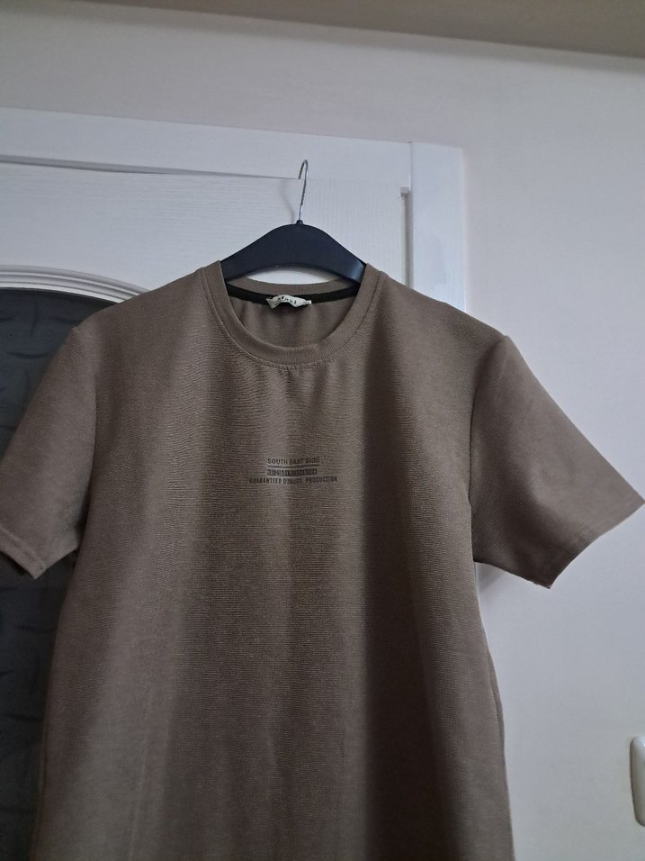 Bej Kısa Kollu Erkek Tişört - Görsel 3
