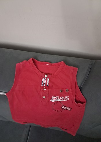 Kırmızı Erkek Çocuk Düğmeli Yelek - Görsel 2