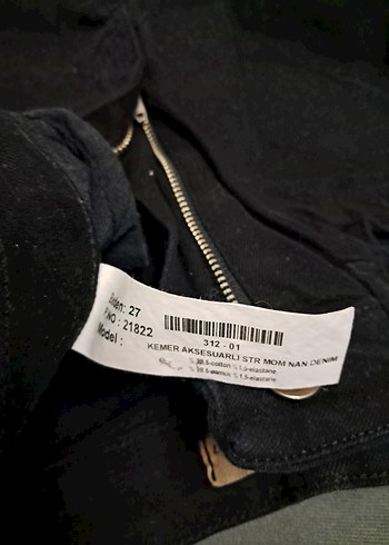 Siyah Kemerli Kadın Denim Pantolon - Görsel 5