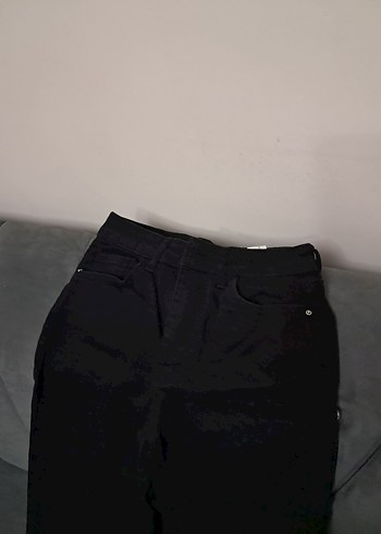 Siyah Kemerli Kadın Denim Pantolon - Görsel 12