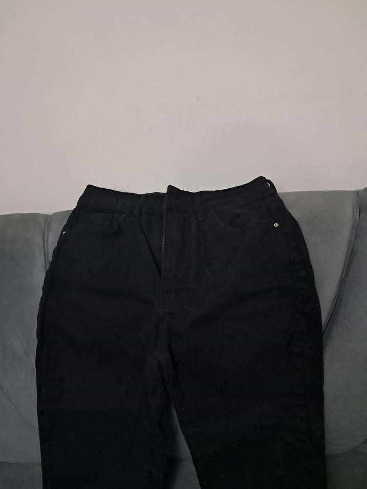 Siyah Kemerli Kadın Denim Pantolon - Görsel 2