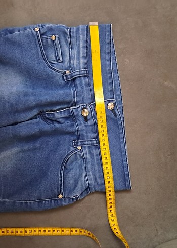 Düğmeli Kadın Mavi Kot Pantolon - Görsel 9