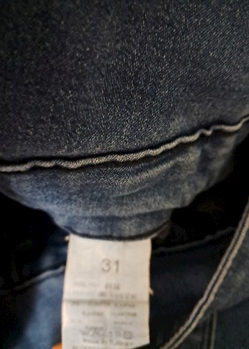 Düğmeli Kadın Mavi Kot Pantolon - Görsel 5