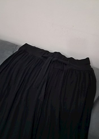 Kadın Siyah Keten Pilili Salaş Pantolon - Görsel 10