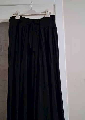 Kadın Siyah Keten Pilili Salaş Pantolon - Görsel 2