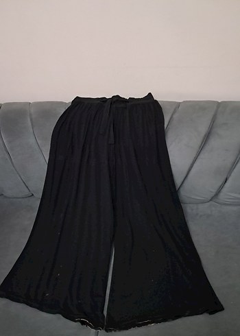 Kadın Siyah Keten Pilili Salaş Pantolon - Görsel 8